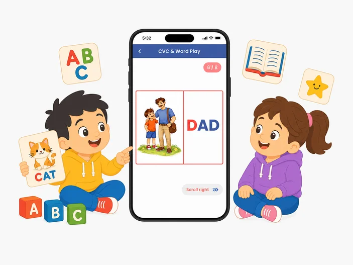 Kids studying with educational pictures