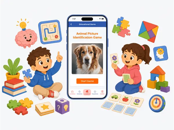 Kids studying with educational pictures