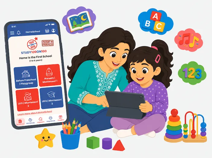 Kids studying with educational pictures