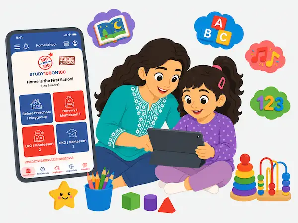 Kids studying with educational pictures