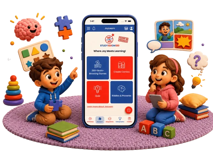 Kids studying with educational pictures