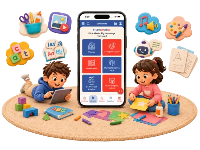 Kids studying with educational pictures